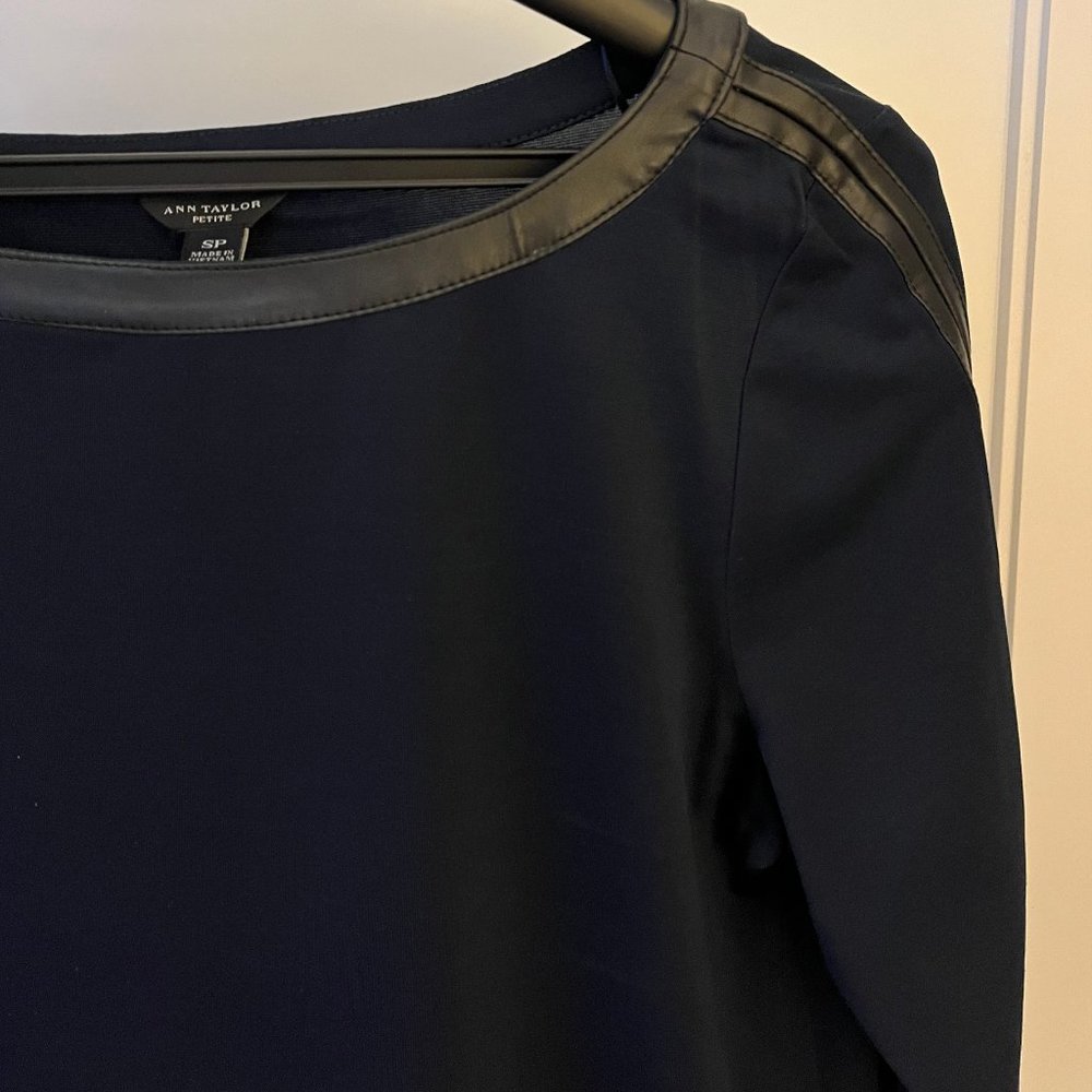 Ann Taylor Blouse with Leather Detailing